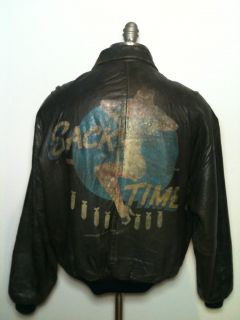 Vtg 80s Avirex Leather A 2 Flight Jacket Pin Up Girl Painted Lady
