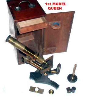 Queen Phila 1st Model Civil War Era Microscope w Accessories