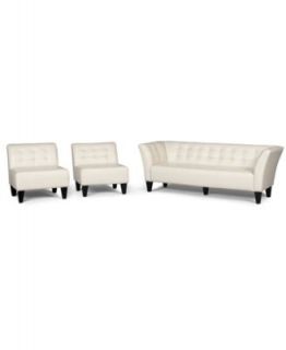 Orso Leather Living Room Furniture, 3 Piece Set (Apartment Sofa and 2