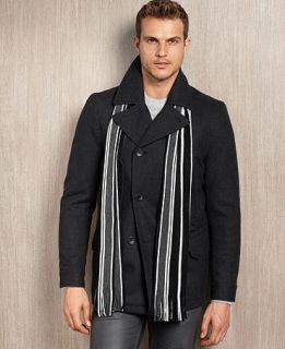 Buffalo David Bitton Coat, Melton Pea Coat with Scarf   Mens Coats