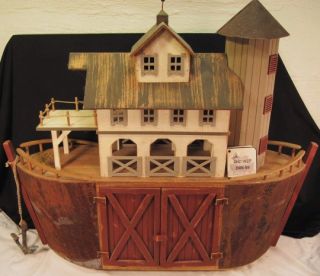 Millwood Toy Co Noahs Ark Carved Wood Folk Art Barn