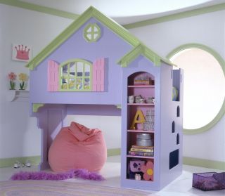 Youth Bedroom Kids Doll House Bunk Bed Twin Full Bed