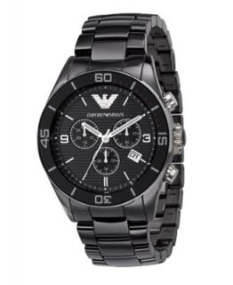 Emporio Armani Watch, Mens Chronograph Black Ceramic Bracelet AR1421