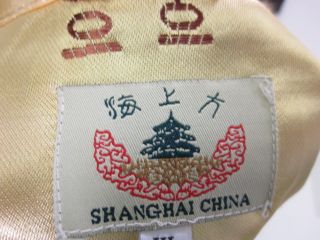 Shanghai China Gold Red Medallion Satin Robe Size XL