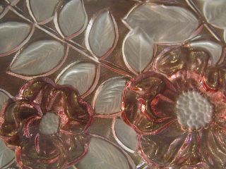 Mikasa Rosella Frosted Pink Flowers 16 Glass Footed Tray Platter