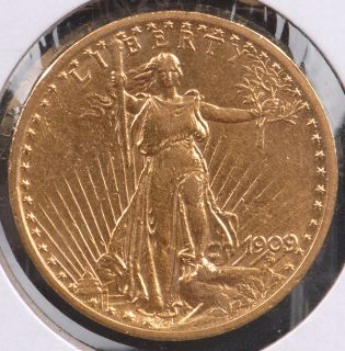 1909 8 $20 Gold Saint Gaudens Double Eagle About Uncirculated Details