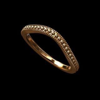 Solid 14k Pink Gold Curved Milgrain Wedding Band Ring