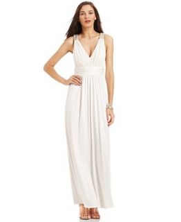 Calvin Klein Dress, Sleeveless Beaded Ruched Gown