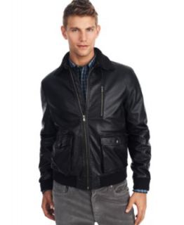 Kenneth Cole Reaction Jacket, Faux Leather Bomber with Faux Fur