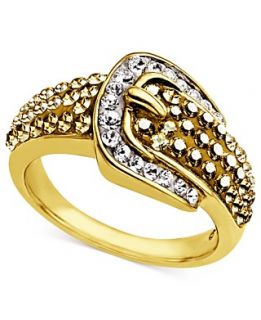 Kaleidoscope 18k Gold over Sterling Silver Ring, Yellow Crystal Buckle