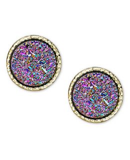 14k Gold Earrings, Multicolor Druzy Stud Earrings   Earrings   Jewelry