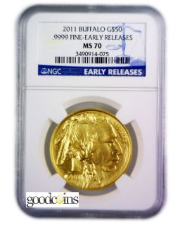 2011 $50 1 oz Gold Buffalo NGC MS70 Early Releases