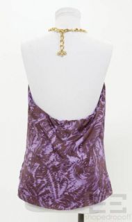Milly Purple Brown Silk Chain Halter Top Size 8