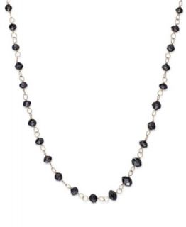 14k Gold Necklace, Faceted Black Diamond Link Necklace (7 ct. t.w