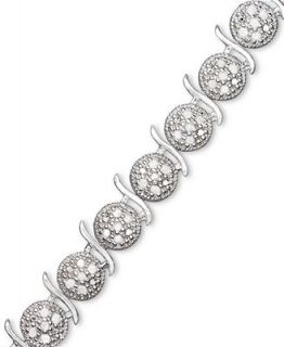 Diamond Bracelet, Sterling Silver Round Diamond Tennis Bracelet (1 ct