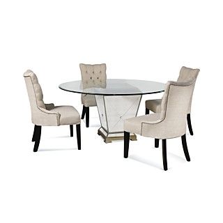 Marais Dining Room Furniture, 5 Piece Set (54 Mirrored Dining Table