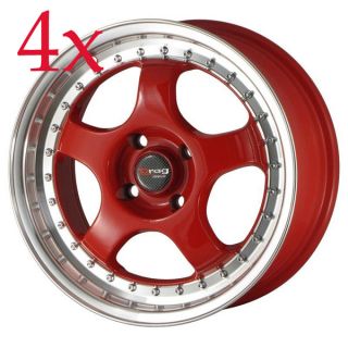Drag Wheels Dr 46 15x7 4x100 Red Rims Civic Integra Corolla Miata