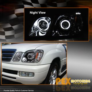 1998 2007 Lexus LX470 CCFL Halo Rim LED Projector Headlights w Hi Low
