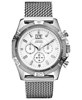 GUESS Watch, Mens Chronograph Stainless Steel Mesh Bracelet 46mm