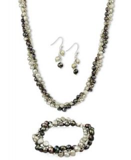 Pearl Jewelry Set, Sterling Silver Grey Cultured Freshwater Pearl