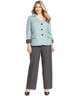 Evan Picone Plus Size Suit, Tweed Jacket & Grey Trousers