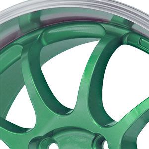 New 15x7 4x100 Konig Lightning Green Wheels Rims