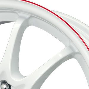 New 17X7 4 100/4 114.3 Dr 9 White With Red Stripe Wheels/Rims