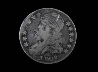 US Coin 1808 P Capped Bust 90% Silver Half Dollar Lettered Edge Very