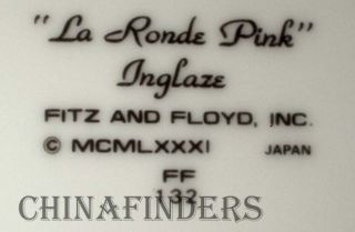 Fitz Floyd China La Ronde Pink pttrn 132 Dinner Plate