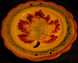 Vintage Japan Pottery Handpainted Ceramic Autumn Maple Leaf Plate