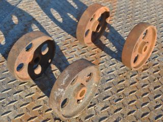Old Set Cast Iron Wheels Hit Miss Gas Engine Maytag Cart