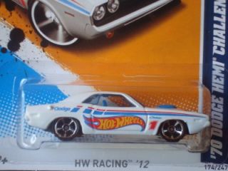 Hot Wheels 2012 HW Racing Series White 70 Dodge Hemi Challenger 174