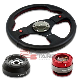 NRG 2 Button Steering Wheel Red Quick Release Short Hub Dodge GM GMC