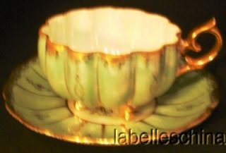Royal Sealy 3 Toed Teacup Saucer Sage Opalescent Heavy