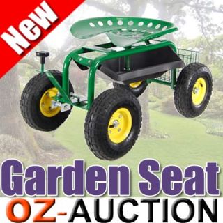 Adjustable Rolling Garden Seat on Wheels with Handle