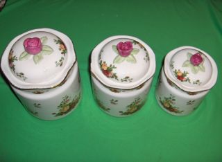 PC Royal Albert Bone China of England Old Country Roses Canisters