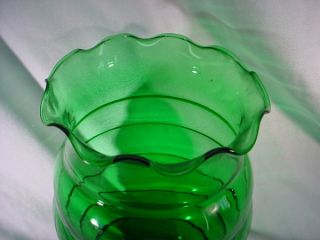 Vintage 1930s Depression Glass Forest Green Ringed Vase