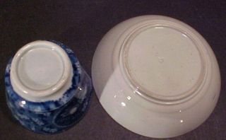 Lot of 4 CA 1830s Staffordshire Blue Transferware Handleless Cups