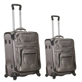 Rockland Luggage 2 Piece Spinner Luggage Set Medium Silver