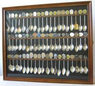 60 Spoon Display Case Cabinet Holder Rack Wall Mounted, Glass Door