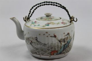 Great 19c Chinese Famille Rose Porcelain Teapot Orginal Cover