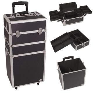 Rolling Makeup Case Box with Divider Organizer 2 Wheels C615