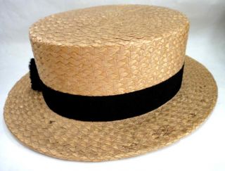 1906 Antique American Manufacture Straw Hat Mens Bon Ton Ivy