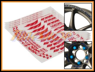 Pcs Work Emotion CR Kai Racing Wheels Decal Sheet Sticker Nuts Red