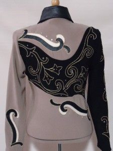 NEW 1849 Ranchwear #7106 Taupe & Black Asymmetrical Swirl Horse Show