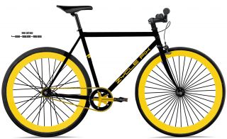Bike Fixie Bike Road Bicycle 48cm w Gold Deep 45mm Rims Black