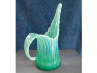 RARE Late 1950s Fostoria Heirloom Opalescent Green 9 Pitcher Vase