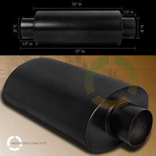 Universal Exhaust 3 Inlet Black Muffler Without No Tip Resonator Type