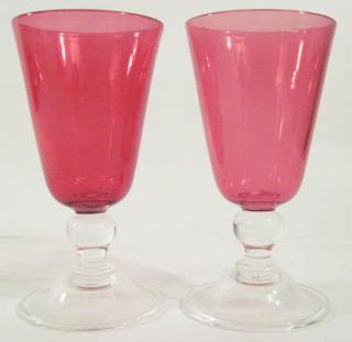 Pair of Hand Blown Antique Rose Pink Red Glass Goblets