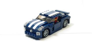 Lego Custom Dark Blue Muscle Car w/ White City Town 10211 10185 3366